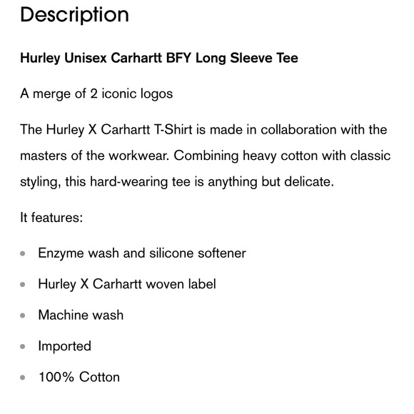 carhartt x hurley unisex long sleeve tee - Picture 5 of 10